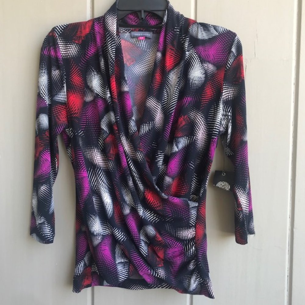 Vince Camuto Holiday II Berry Faux Wrap Top_Size PM_NWT